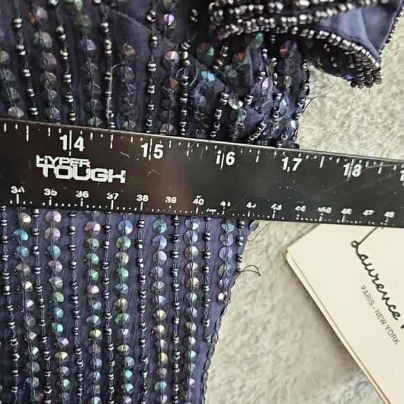 Lawrence Kazar Women's Lg blue Silk Beaded Skirt And Top formal wedding - Picture 6 of 16